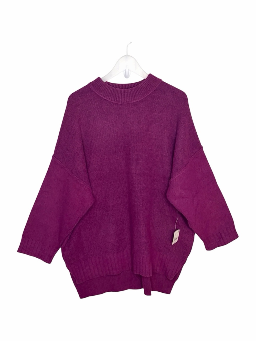 Free People NWT Peaches Tunic Sweater Magenta Plum Caspia Purple Tag XS Fits M L